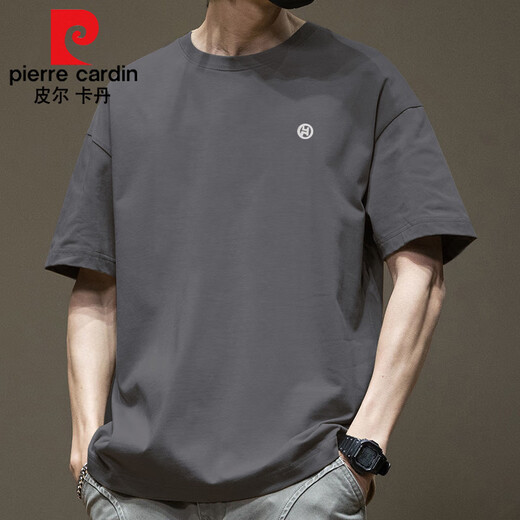 皮尔卡丹（pierre cardin）潮流美式短袖恤男夏季圆领百搭休闲2025新款宽松港风恤针织 白色-1365短*袖-100%纯棉 L 【建议130-145斤】