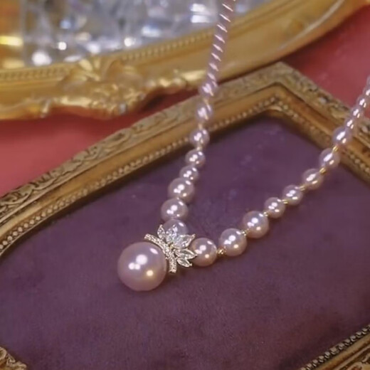 DL 1998 Fat Donglai same style purple pearl necklace French crown feminine temperament violet princess sweater chain niche feeling pendant