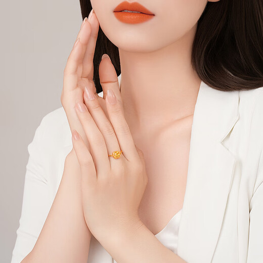 Chao Acer yellow 18K gold small sugar cube citrine ring women's ring ring bracelet gift for girlfriend birthday gift 18K gold crystal ring