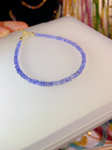 Junpo Ruyijia Welfare Beautiful natural ice tanzanite plated 14k gold faceted tanzanite sapphire bracelet 17cm