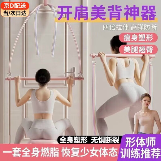 Bai Qixin tensioner, tension rope, multifunctional tension band, fitness equipment, resistance band, elastic band, shoulder-opening and back-beautifying tool, professional style + Pilates push-pull rod, 13-piece set/anti-breakage 125 pounds