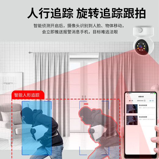 LUXVIEW(锐视威)烟雾报警高清摄像头室内可燃气探测手机远程监控家用无线监控器360度无死角带夜视全景