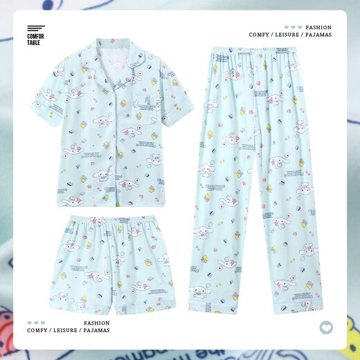 Korean version of ins pajamas women's three-piece summer new high-value short-sleeved Katie home clothes can be worn outside. KK14124 M [recommended 80-100Jin [Jin equals 0.5 kg]]