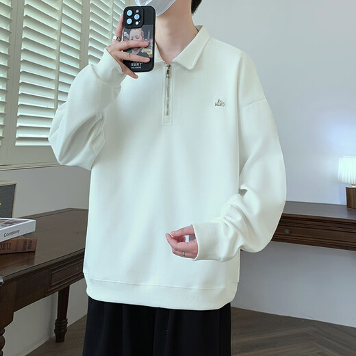 Hualin Fashion New Revers Sweatshirt Herren-Langsalz Trendy Shirt Lose Hong Kong Style T-Shirt Spring und Herbst 9926 Green XL 115-130jin [Jin entspricht 0,5 kg]