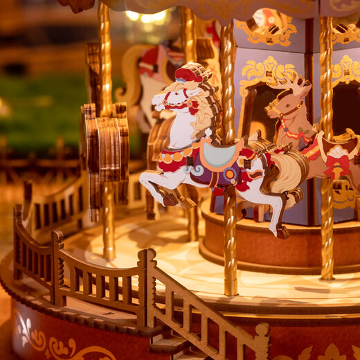 Ferris wheel carousel music box music box building blocks children's toys DIY puzzle birthday gift girls