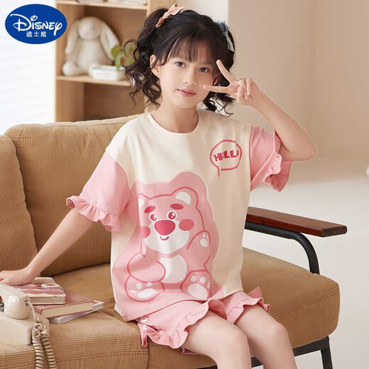 迪士尼（Disney）甜美可爱女童家居服套装优质棉少女款夏季短袖短裤甜美睡衣女孩 687莫代尔 85 童10码 建议身高85-95CM
