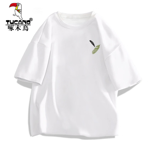 T-shirt à manches à manches courtes pour Summer Mend Pecker (Tucano) Vêtements à manches minces à manches courtes à manches courtes Summer Summer White [petite photo à l'avant gauche K1098 Small Feather XL Recommandé 140-160jin