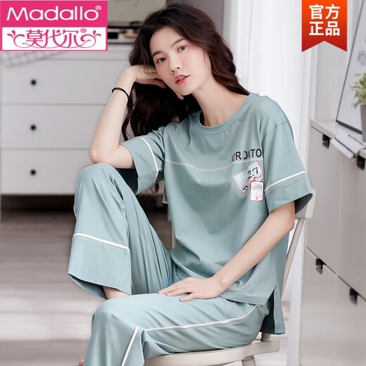 
Modal pajamas for women in summer 2025 new pure cotton thin loose home clothes short-sleeved trousers casual outfits 7374 M Recommended 80-105Jin [Jin equals 0.5 kg]