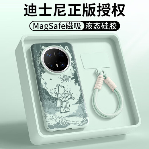 迪士尼（Disney）正版适华为Mate70Pro壳新款Mate60Pro+液态硅胶带绳70ProSN9763 淡青[磁吸]-祈愿蜜林进 华为Mate70