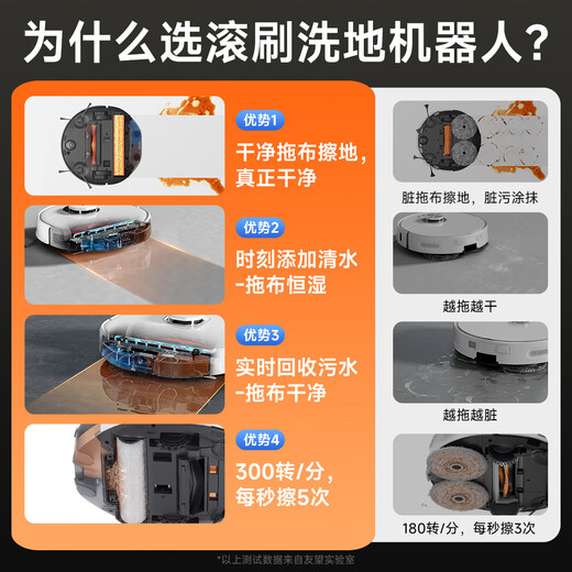 uwant友望智能扫洗地机器人扫地机扫拖一体全自动热水洗拖布自洗扫地机扫拖吸三合一U300上下水版