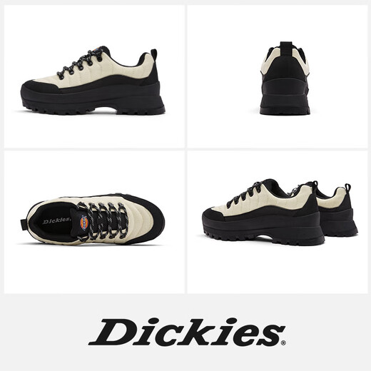 Dickies男士工装鞋户外登山鞋男鞋厚底增高防滑休闲鞋潮鞋子 白黑 39 