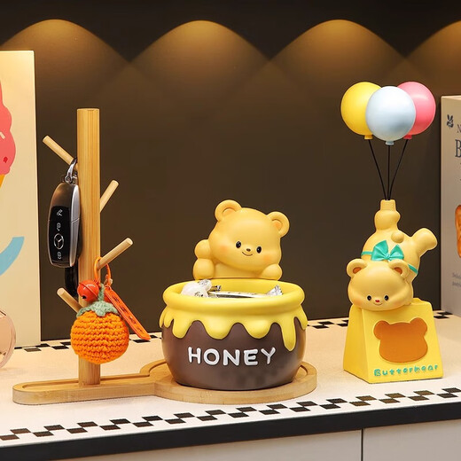 Yunya Bear Key Storage Wohnzimmer Eingang Eingang Desktop Ornamente Zuhause Neue kreative Dekoration Neue Heimhaus -Warming -Geschenke Honig Pot Bär Aufbewahrung [Hot Sale]