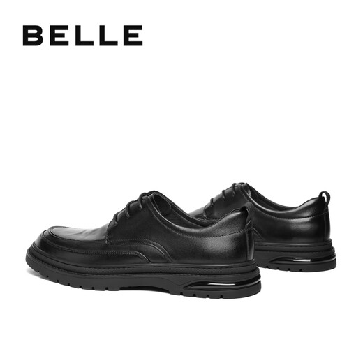 Belle Commuting Business Leather Shoes 2025 Men's Leather Pleated Height Casual Shoes A1373AM4 Black 2 43