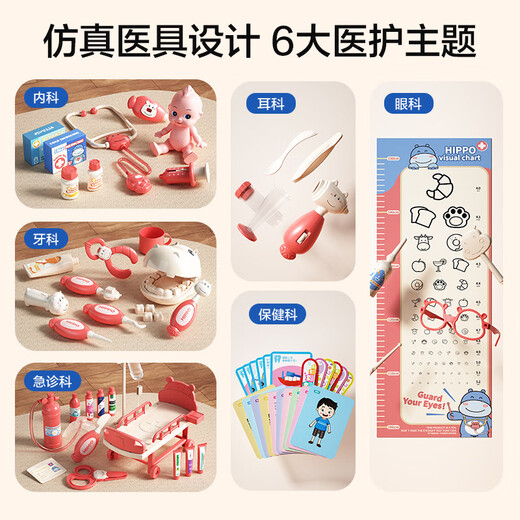 欣格儿童医生玩具过家家看病的牙齿小医生套装仿真听诊器角色扮演 医生服含衣服+帽子