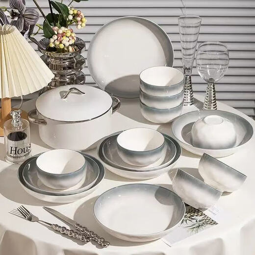 Harbor high-end dishware set for home use 2025 new simple housewarming gradient gray ceramic underglaze color tableware 5-inch bowl 2 pieces