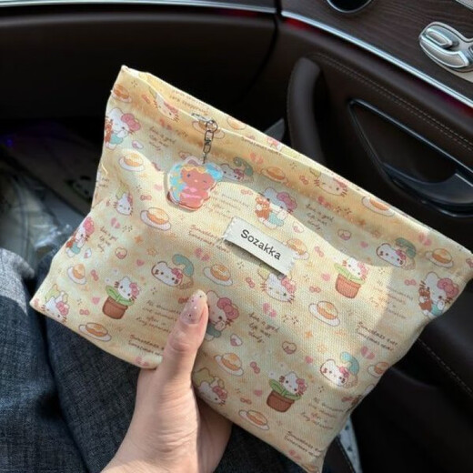 Vinoya clutch bag cat girl large capacity makeup bag portable small items storage bag travel headphone bag clutch bag little yellow cat clutch bag 21*0*17cm