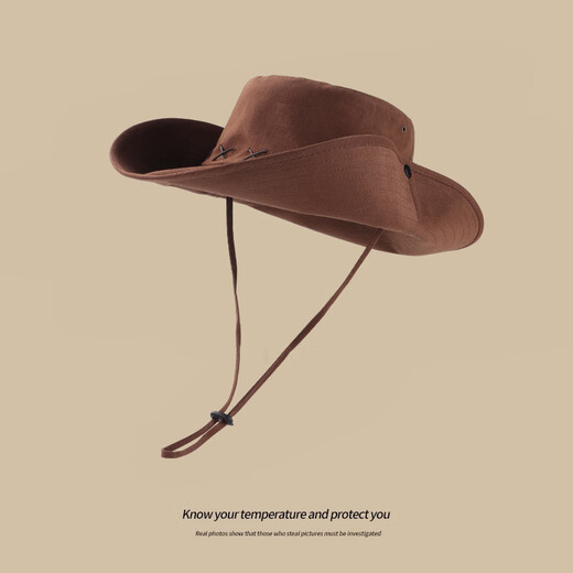 Woodpecker (Tucano) Sun Sun Women's Big Hat Brim Sun Protection Summer Fishing Aftraor Mountaineing Fisherman Fisherman Hat Retro Vaquero Occidental Brown American Retro- (un sombrero y dos usos) de una sola talla [entrega de prioridad de recolección y compra]