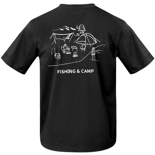 DAIWA 24 spring and summer DE-5424/5524CS sun protection fishing short-sleeved T-shirt round neck casual top outdoor camping illustration version-black L