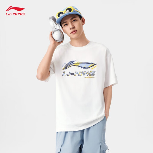 Camiseta de secado rápido 丨 Camiseta antibacteriana redonda de manga corta Camiseta de manga corta Summer's Summer Estampus Top de deportes informales holgados con estampado holgado [logotipo de altura alta elasticidad y antirrugas] White 829-3 L