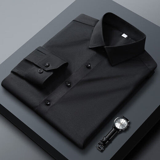 JEEP SPIRIT2025 Men's Shirt Long Sleeve Breathable Business Casual Stretch Solid Color Formal Anti-wrinkle No Ironing White Shirt Work Wear White C27 Long Sleeve Shirt M Recommended 100-120Jin Jin equals 0.5kg