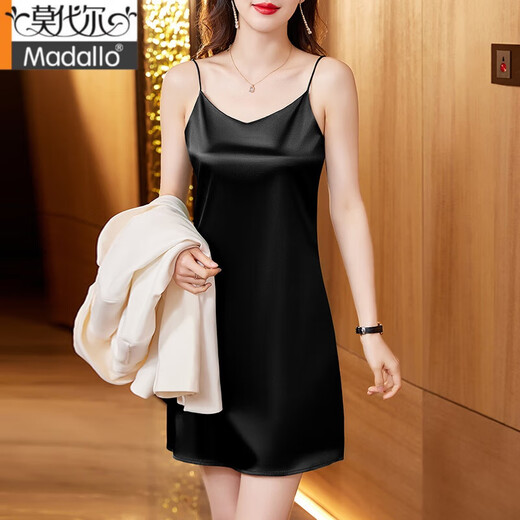 莫代尔2025新款高端真丝睡衣女夏季中年妈妈性感桑蚕丝吊带睡裙睡袍 6625-香槟色 柔软细腻亲肤 3XL 130-140斤