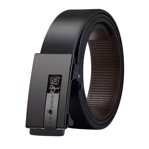 [Echter Paul] Belt Chinesische Stil Automatischer Schnalle Zahnlosen Gürtel Herren High-End-Mode-Modegürtel New Black 120 cm