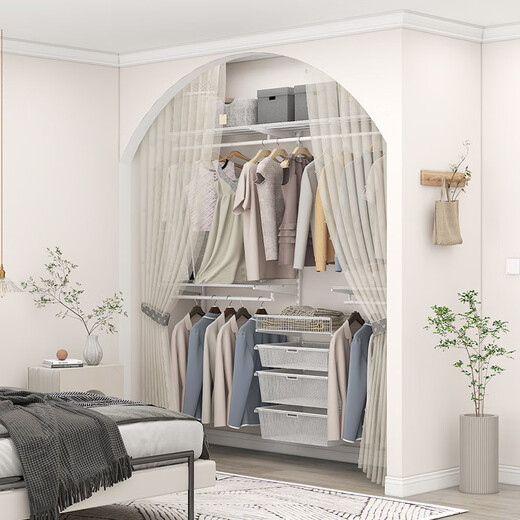 Jiastarke metal wardrobe custom bedroom whole house custom cloakroom steel frame wall walk-in wall storage rack can be customized 2.6 meters wide metal laminate wardrobe including installation