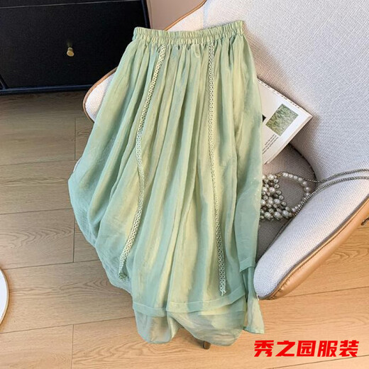 Fan Zhesha's new Chinese style Hanfu stand-up collar tilt placket short-sleeved embroidered top improved the national style skirt suit cool temperament 1043 green + 12161 brown M
