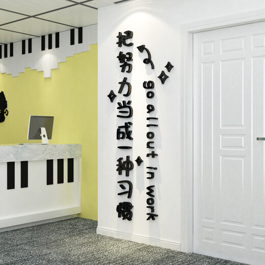 Yonghuan Klassenzimmer Layout-Dekoration Klasse Kulturaufkleber Schulaufkleber Schulunterricht Ausbildungsinstitution Inspirierender Slogan Hintergrund 12247-Work-White Extra Large