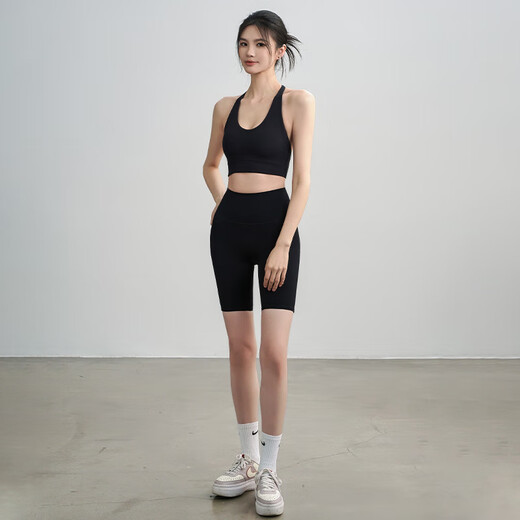 LULUUVTTOH new summer sports bra women's fixed cup yoga vest halter neck beautiful back shockproof Pilates fitness bra black fixed cup S (recommended 80-95Jin Jin equals 0.5 kg)