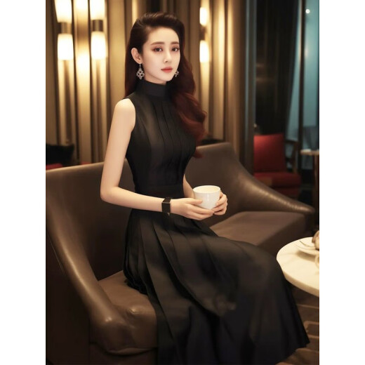AEMAPE法式高端精致超好看气质感正式场合赫本风黑色无袖连衣裙子夏 黑色连衣裙 M 【建议95-105斤】