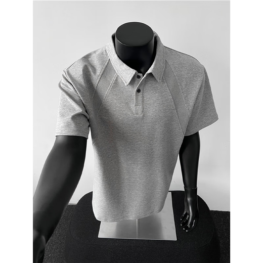 Fengfeng Space Cotton American Polo Рубашка мужская высококачественная футболка для сплайсинга в тяжелом весе Генри шейный шейный серая передняя часть плеча с коротким рукавом светло-серый [обновление] 90% покупатели выбирают 3xl Рекомендуемое 165-180jin [Jin равняется 0,5 кг]