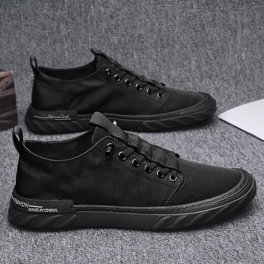 Huili board shoes men's summer breathable casual shoes flying men's shoes soft sole mesh sports shoes one foot lazy driving shoes W838 black 39