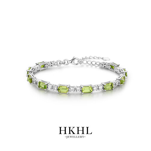 HKHL with certificate 925 silver natural peridot bracelet for women emerald lucky bracelet birthday gift natural peridot bracelet certificate + light luxury gift box