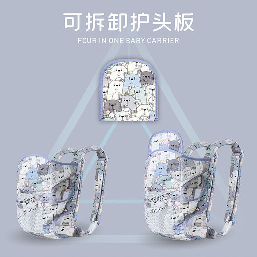 德骊嘉初新生婴儿背带抱娃神器前抱式宝宝简易外出后背式四季通用 网款-仓鼠之家-带护头挡板