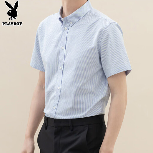 Playboy (PLAYBOY) short-sleeved shirt men's high-end jacket men's business casual shirt pure cotton summer high-end top clothes Playboy (PLAYBOY) short-sleeved shirt men's high-end jacket men's business casual shirt pure cotton summer high-end top clothes