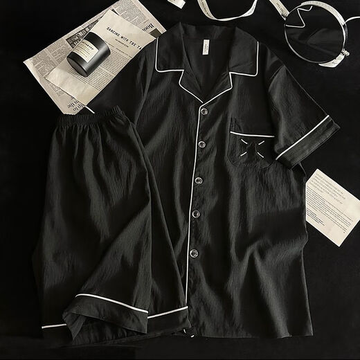 Opeodly Yunduo Pajamas de manga corta para hombres Summer 2025 Nuevo estudiante de secundaria Estilo informal de gran tamaño de gran tamaño Conjunto de ropa para el hogar Yunduo 12532 L Peso recomendado 100-130Jin [Jin equivale a 0.5 kg]