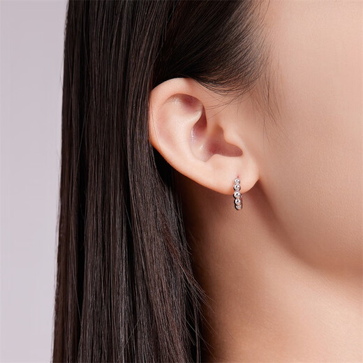 Safir's birthday gift PT950 platinum earrings shiny ins scenery bead earrings one pair about 3.05 grams