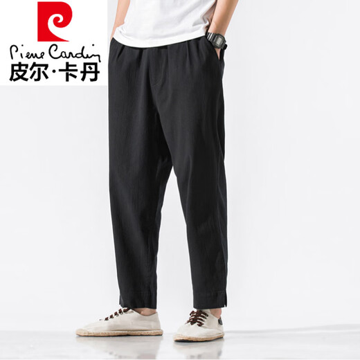 Pierre Cardin Leinen mitgebauten Hosen Herren Sommer dünne lockere, drapierte Baumwollwäsche gerade Hosen Trendy Marke großer chinesischer Stil lässig Hosen grau l (115-135jin [Jin gleich 0,5 kg])