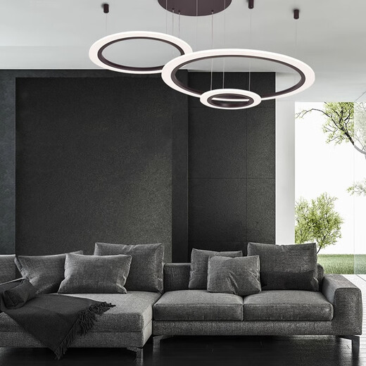 Opple Lighting Modern Simple Restaurant Lights Minimalist Creative Designer Style Star Ring Italian Living Room Chandelier Modern Simple Full Spectrum [Star Ring-4 Heads] Three-color Glossy Model MZD1585
