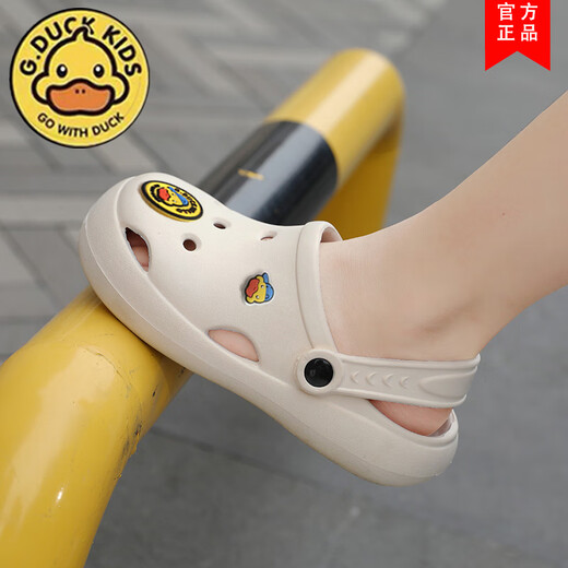 G.Duckkids Little Yellow Duck Jungen und Mädchen Loch Schuhe 2025 Sommer neuer Stil Jungen modische einfache Bag-Toe Slipper Styling Feel Beige 25 26