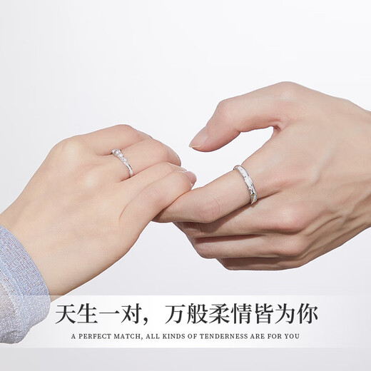 Zhizhen Yinlou Moonlight Lovers Silver Couple Rings for Men and Women, Living Birthday, Chinese Valentine's Day, Valentine's Day Gift for Girlfriend and Wife, Jingsuda Moonlight Lovers, Luminous Couple Rings