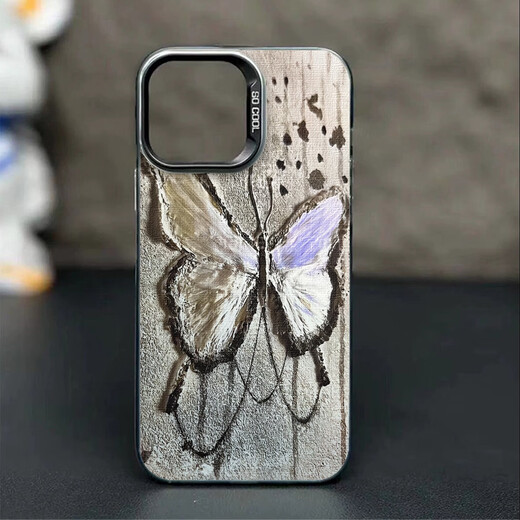 Povorm adapté pour Apple 15Promax Mobile Phone Case Nouveau 14 Retro 13 Dream 12 Niche Cartoon 11 Spring XS Anti-Fall xr couple Internet Celebrity plus femelle iPhone Hard Shell Light Pink - Textured Butterfly Yla723 Flat iPhone 14 Plus
