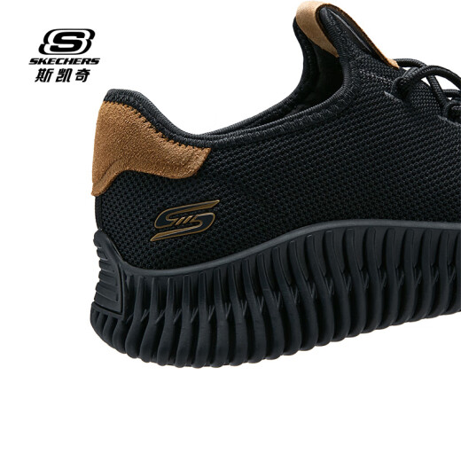 斯凯奇（Skechers）男鞋夏季透气通勤休闲鞋舒适耐磨缓震运动鞋跑步鞋 BBK黑色 41.5