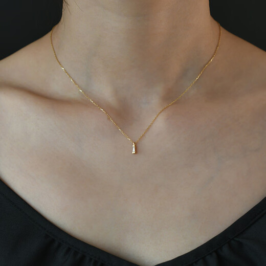 Qianjun 18K gold au750 single baguette stone pendant necklace women's clavicle chain jewelry 18k gold natural diamond pre-sale about 5-8 days