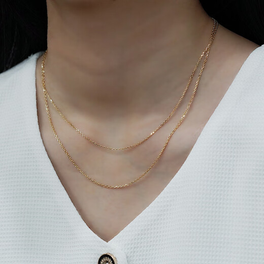Kawamori Japanese craft white 18k gold necklace plain chain cross chain rose gold clavicle chain k gold au750 plain gold female adjustment rose gold 1.1mm40cm