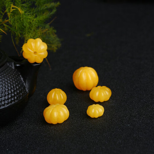 Xinxiangdu natural beeswax pumpkin beads loose beads single raw stone amber bracelet flat round bead necklace accessories bracelet accessories with beads 11*10mm