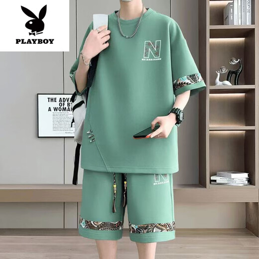 
Playboy (PLAYBOY) 2025 summer new short-sleeved youth trendy large-size casual sports suit for men fashion versatile two-piece set [Summer suit] 6195 white 2XL 150-170Jin [Jin equals 0.5 kg]