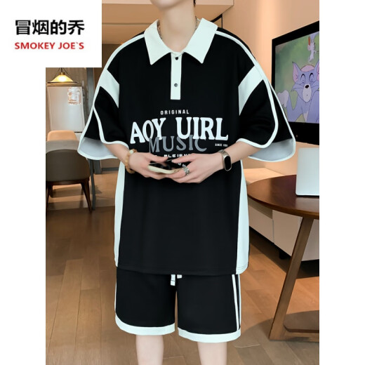 UXST青少年短袖t恤12-15岁男孩衣服13初高中学生POLO衫14大童夏装套装 6629白色(短袖+短裤) 品质保证 XL 130-145斤左右