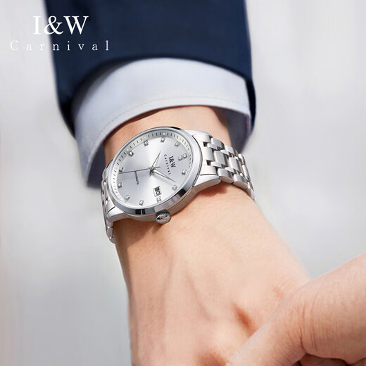 IW Swiss IW watch men's mechanical watch fully automatic imported movement luminous waterproof men's watch moon phase men's watch [upgraded enhanced version] 683 steel strip white-lifetime insurance